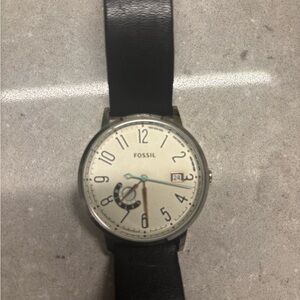 Fossil Men's Black Leather Watch